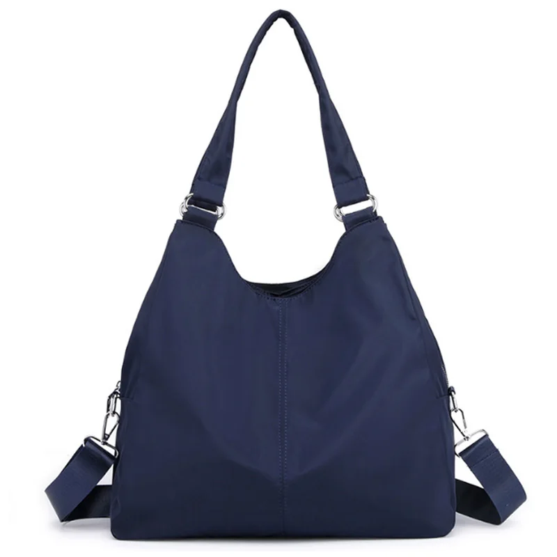 Navy Blue Дамская сумка Повседневная Большая сумка на плечо нейлоновая сумка для мамы сумка для покупок водонепроницаемая - Цвет: Navy Blue