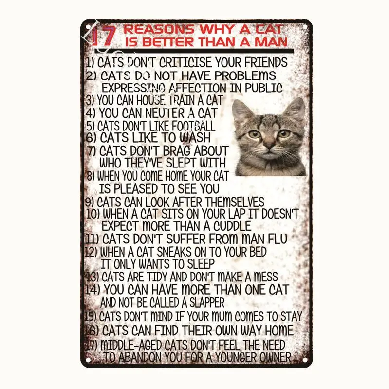 [Luckyaboy] Cat Dog Rules Warning Notice vintage Tin Signs Wall Metal Painting Antique Gift home bar Pub Decor AL017 - Цвет: UV1023