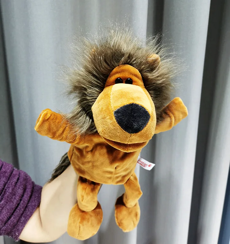 30cm Legged Animal Hand Puppet Plush Toys Wolf Lion Panda Raccoon Hand Puppets Educational Story Doll Toy for Children Kid