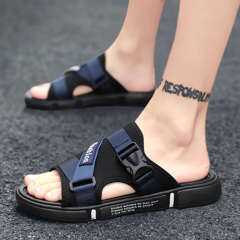 

CYYTL Men Slippers 2020 Summer Beach Casual Stripe Flip Flops Shoes Sandals Male Shoes Hollow Soft Slipper Flip-flop Outdoor