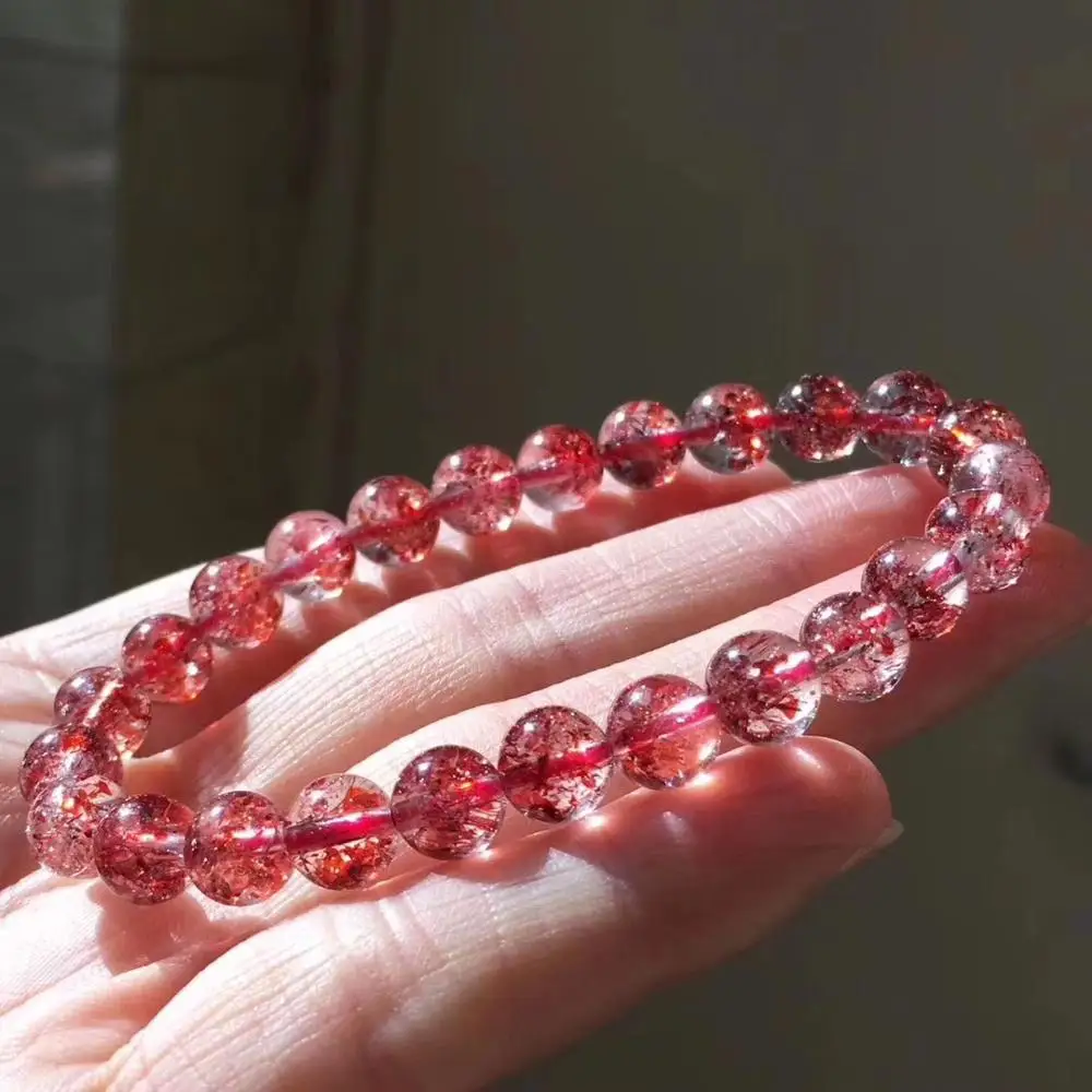 Сертификат 7 мм натуральный Lepidocrocite Rutilated браслет женщина леди супер 7 Мелодия Кристалл Круглый бисер стрейч-бижутерия AAAAAA