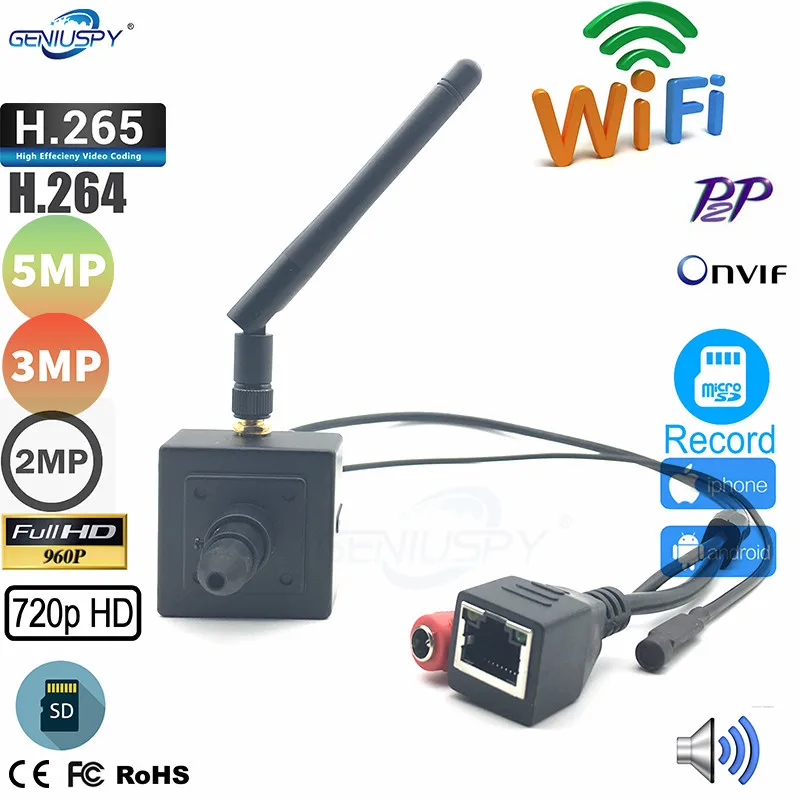 Мини камера с микрофоном 720P 960P 1080P 3MP 5MP мегапиксельная HD P2P Onvif TF слот для карты Wifi