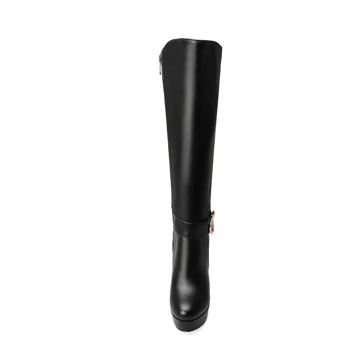 NASBAVI High Heels Over the Knee Boots Women Winter Thigh High Boots Fashion Zipper buckle Rhinestone Platform Long Boots
