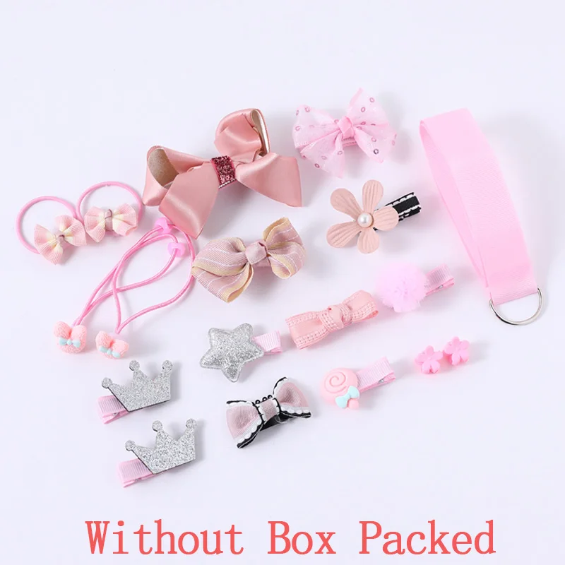 without box 2 10/18 шт./компл. аксессуары для волос для девочек, милые Мультяшные зажимы для волос заколка для волос резинкой для детей эластичные резинки для волос; повязка для волос; орнамент - Цвет: without box 2