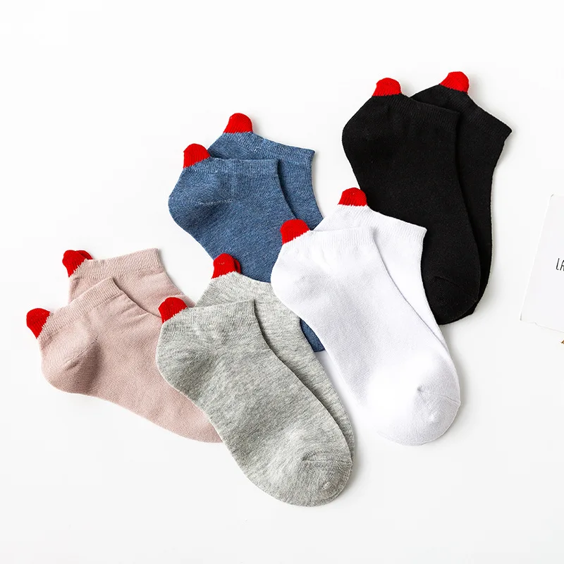 5 Pairs Harajuku Red Heart Cotton Women Socks Casual Boat 3D Sox Cartoon Nolvety Cute Invisible Slippers Girl Gift Ankle Kawaii 5 Pairs Harajuku Red Heart Cotton Women Socks Casual Boat 3D Sox Cartoon Nolvety Cute Invisible Slippers Girl Gift Ankle Kawaii
