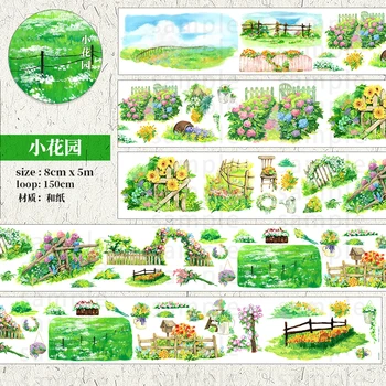 

wide 8cm*5M Green Garden Flower Forest Washi Tape