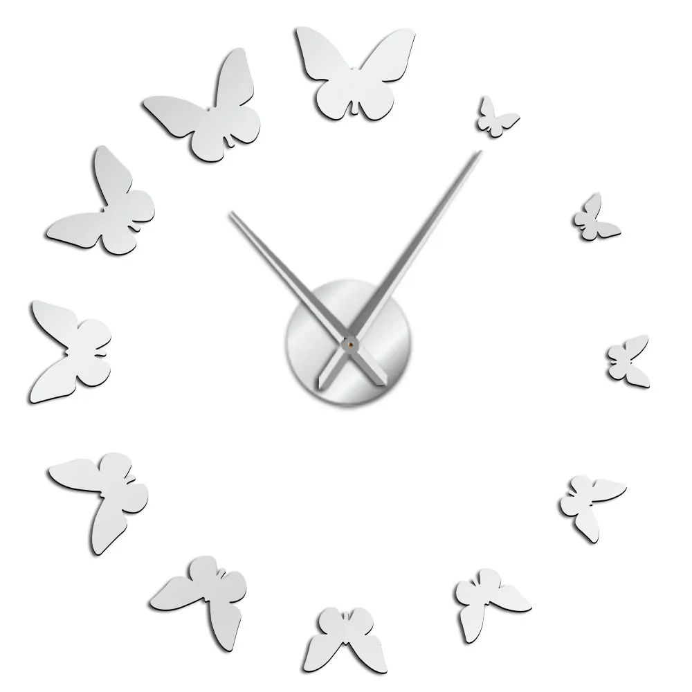 Details about   Decorative Mirror Wall Clock Nature Flying Butterflies Modern Design Luxury DIY 
