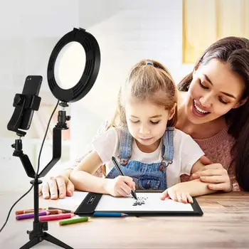 

6inch Ring Light Video Lamp Selfie Ringlight Studio Light With Tripod Phone Holder Portable For Youtube Makeup Shoot Video