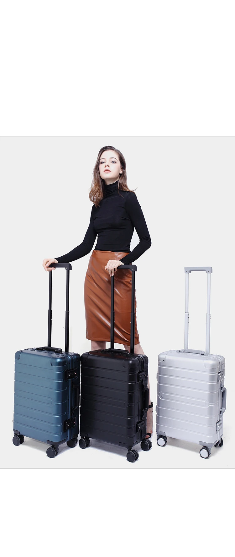 Чемодан на колесиках из алюминиевого сплава, чемодан для путешествий на колесиках, серебристо-красный чемодан для переноски, модный чемодан на колесиках
