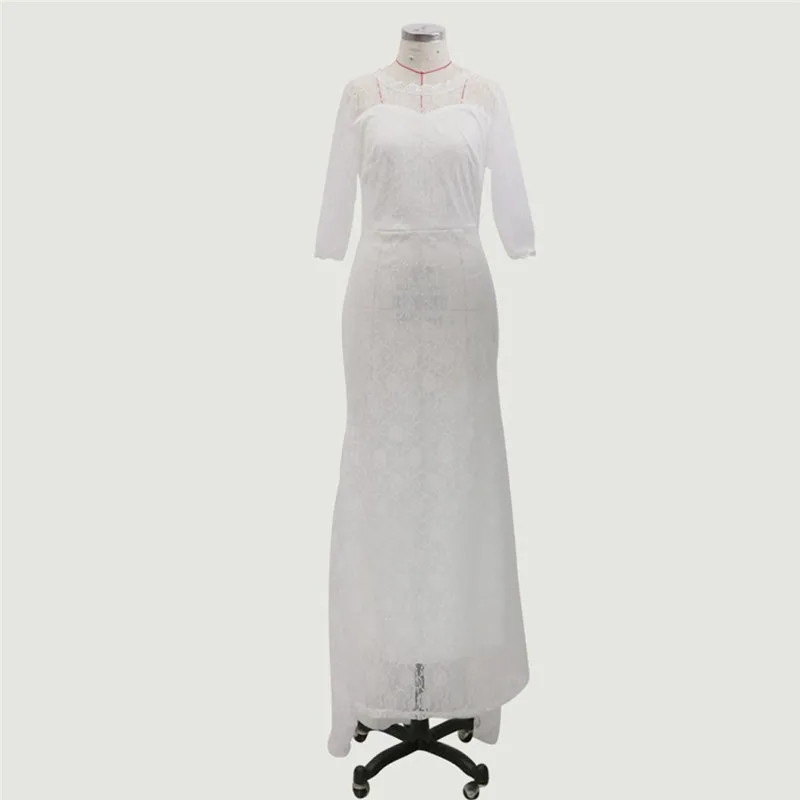 Женское платье Vestidos стильный Сексуальный О-вырез полый Холтер три четверти рукав Сплошное Длинное платье Вечерние элегантное облегающее платье
