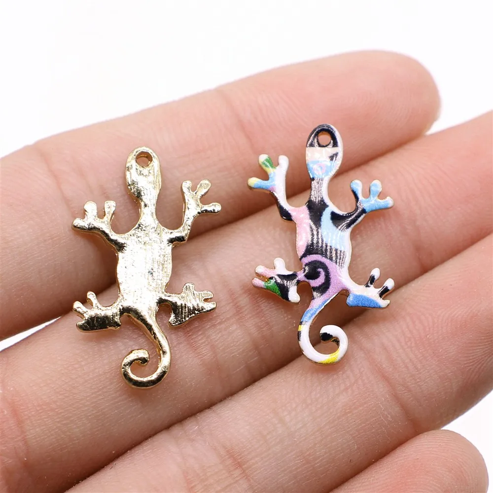 6pcs Gecko Charms Pendant For Jewelry Making Findings KC Gold Color For Jewelry Making 28x17mm 6pcs Gecko Charms Pendant For Jewelry Making Findings KC Gold Color For Jewelry Making 28x17mm