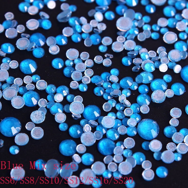 Blue Mix size Украшение для ногтей смешанный размер ss6-ss30 флуоресцентный кристалл без горячей фиксации неоновая одежда со стразами 3D украшение для ногтей - Цвет: Blue Mix size