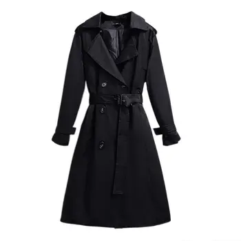 

6XL Extra Large Size Clothes Women's Spring Autumn Trench Coat Classic Double Breasted Windbreaker Woman Coats Solid Color f1898