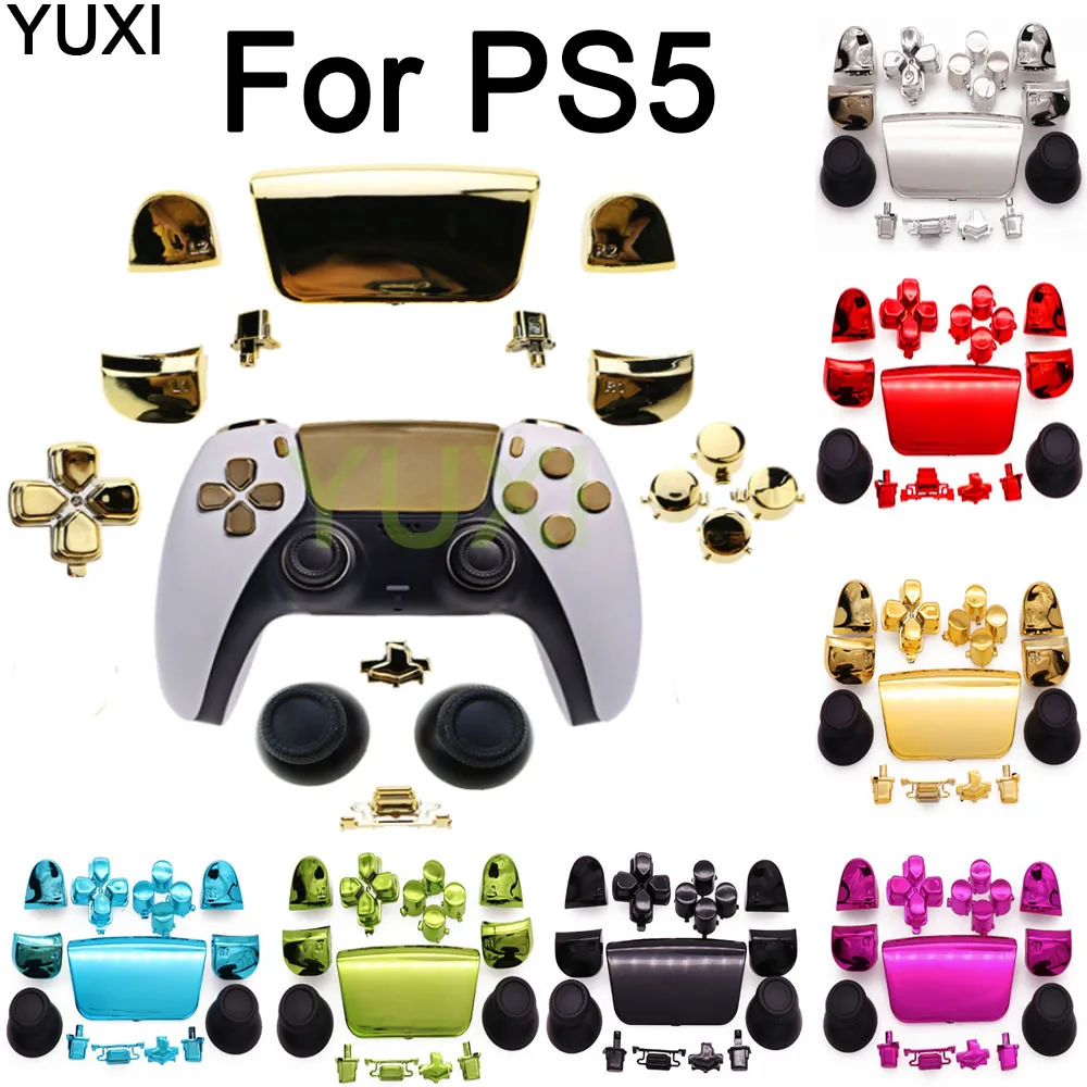 Pulsanti Cromati Set Completo Yuxi Per Impugnatura Ps5 Levette Joystick Cap L1 R1 L2 R2 Pulsante D-Pad Per Controller Ps5