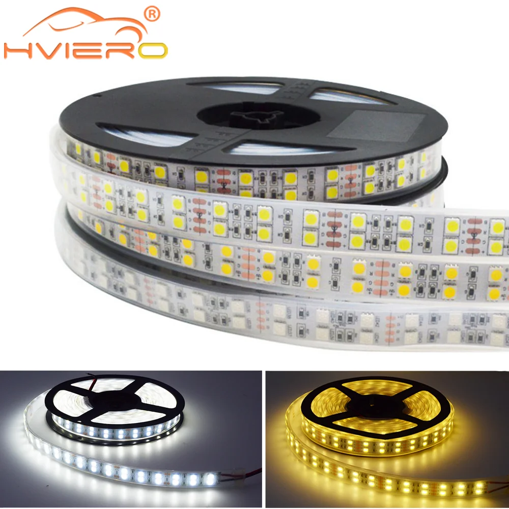 

5050 Led Strip Light White Warm White Double Row 600Led Waterproof Ip67 For Home Lights Bar Garden Light Holiday Light Desk Lamp