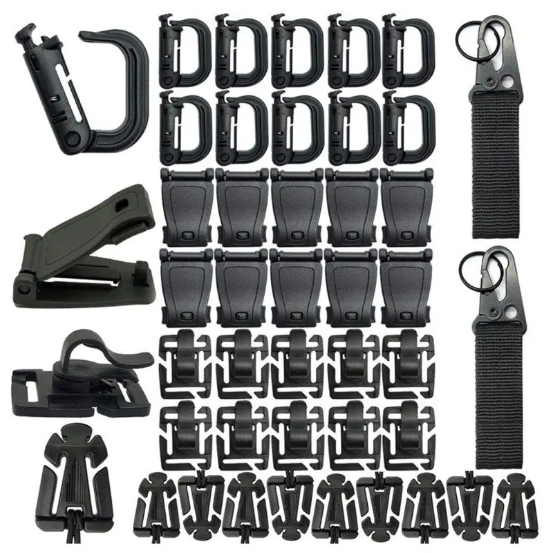 42Pcs Nylon Straps with Quick Release Buckle Molle Clips Utility Outdoor Tacticals Backpack Vest Attachments | Украшения и