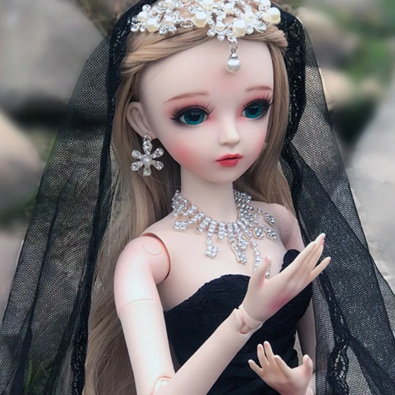 (Черный свадебный набор для отправки вуали) черное свадебное платье Doris KD кукла