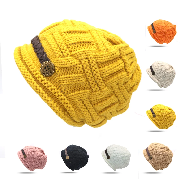 1 шт. оранжевые элегантные женские вязаные зимние шапочки Tuque Skullies Bonnet зимние шапки для женщин вязаные шапки бини для женщин Gorros