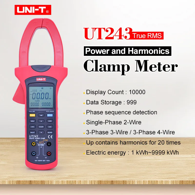 UNI-T UT243 измеритель мощности и гармоник напряжения RMS хранение данных цифровой