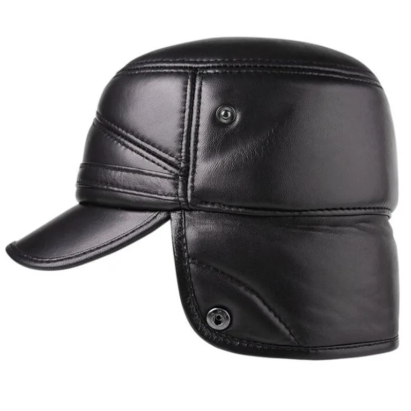 SHALUOTAOTAO мужские плоские кепки шляпа из натуральной кожи тренд качество овчины армейские кепки утепленные бархатные наушники бренд s