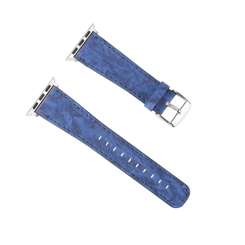 Blue CACKOIE для Apple Watch, ремешок серии 4, 3, 2, 1, модный кожаный мужской/женский ремешок, аксессуары для умных часов - Band Color: Blue