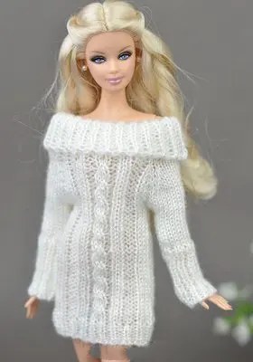 Suéter tejido negro hecho a mano para muñecas Barbie, ropa, abrigo, vestido, ropa para muñecas, regalos para niños, accesorios muñecas de juguete| Muñecas| -
