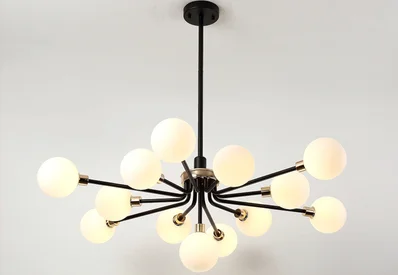 Black 13 light 105CM Современное Внутреннее освещение, люстры для дома стеклянный шар абажур подвесной светильник скандинавского дизайна гостиной/кухни лампа 110 В/220 В светодиодный - Цвет абажура: Black 13 light 105CM