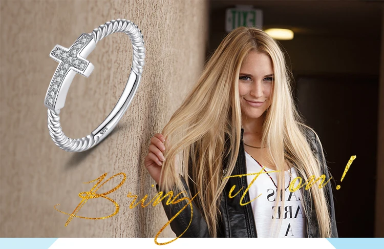 JewelryPalace Мода крест кольцо фианит мира заявление Кольца для Для женщин Аутентичные 925 пробы серебро Цвет Fine Jewelry