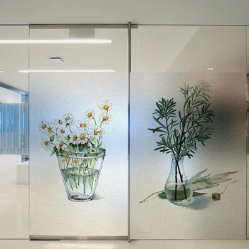 

Lavender Pattern Window Film Static Cling Privacy Protection Explosion-Proof Removable Frosted Stained Film 80x120cm