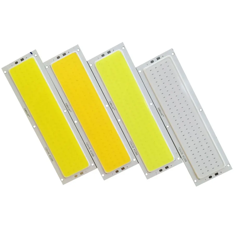 120x36mm 12V COB LED 광원 칩 12W 전구 DIY 12V 조명 따뜻한 자연 멋진 흰색 파란색 패널 램프 1000LM 방수