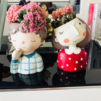

Girl Flowerpot European Style Ornament Pots For Plants Flower Pot Home Craft Indoor Planter Ceramic Pot Succulent Planter