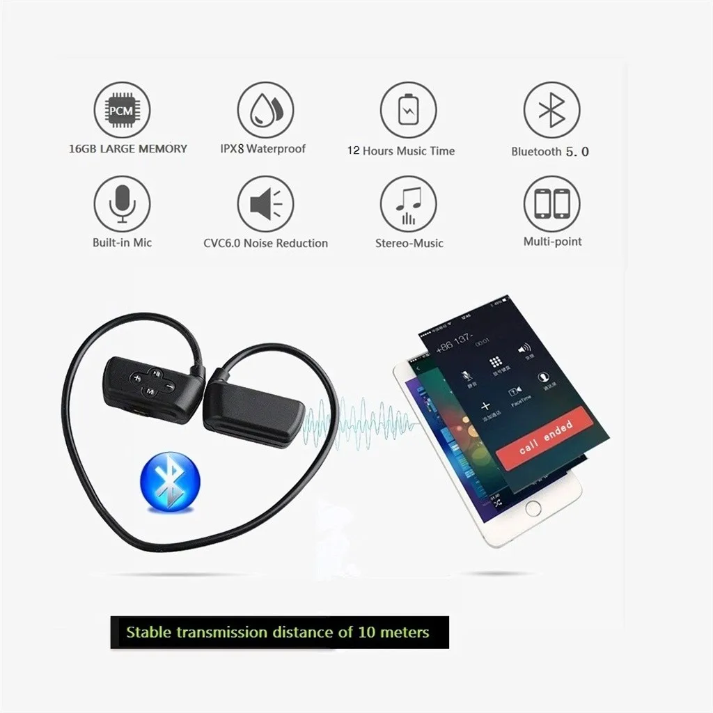 CARPRIE 16G-B IPX8 водонепроницаемый M-P3 музыкальный плеер Wwim наушник для дайвинга наушники с зажимом водонепроницаемый музыкальный Displayers-L828