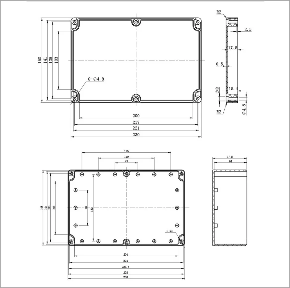 230*150*85 мм ABS Электрический пластиковая коробка прозрачная крышка Ip65 водонепроницаемая распределительная коробка винтовая установка