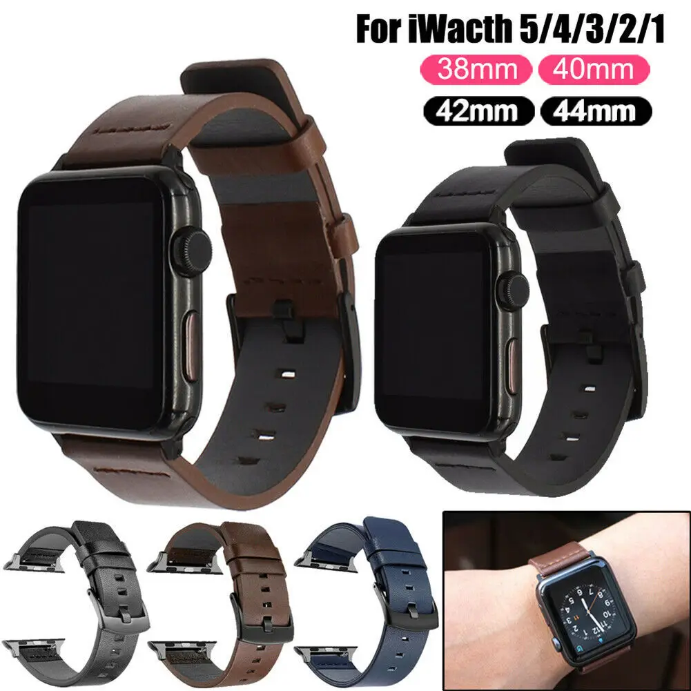 

High quality Band for iwatch series 1 2 3 4 5 6 SE first layer cowhide business strap for Apple Watch band for iwatch band