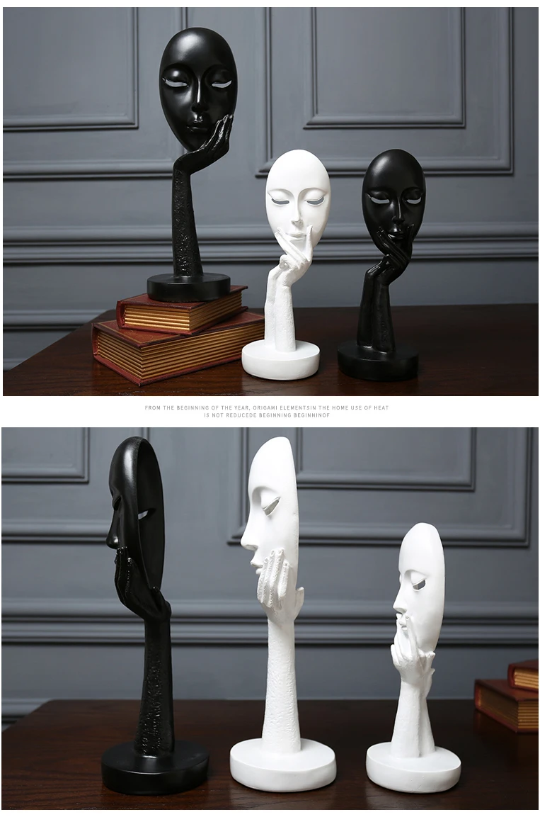 Home Decoration Statue Table Decorations Accessories 3D Face Mask Abstract Sculpture Decorative Art Figurine Living Room Decor (3)