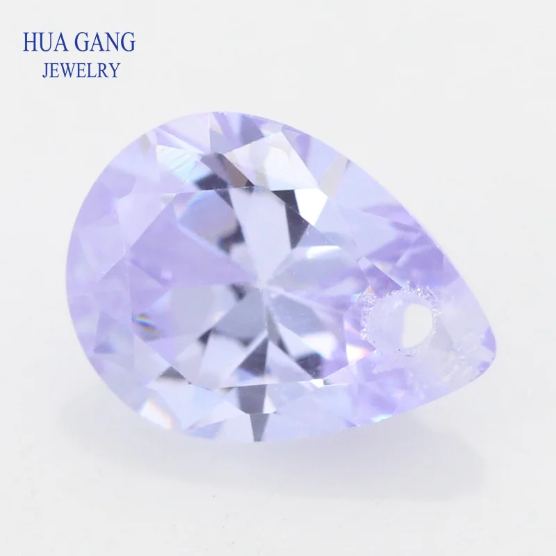 

Single Hole AAAAA Pear Shape Brilliant Lavender Cubic Zirconia Stone For Jewerly Making 4x6~15x20 High Quality