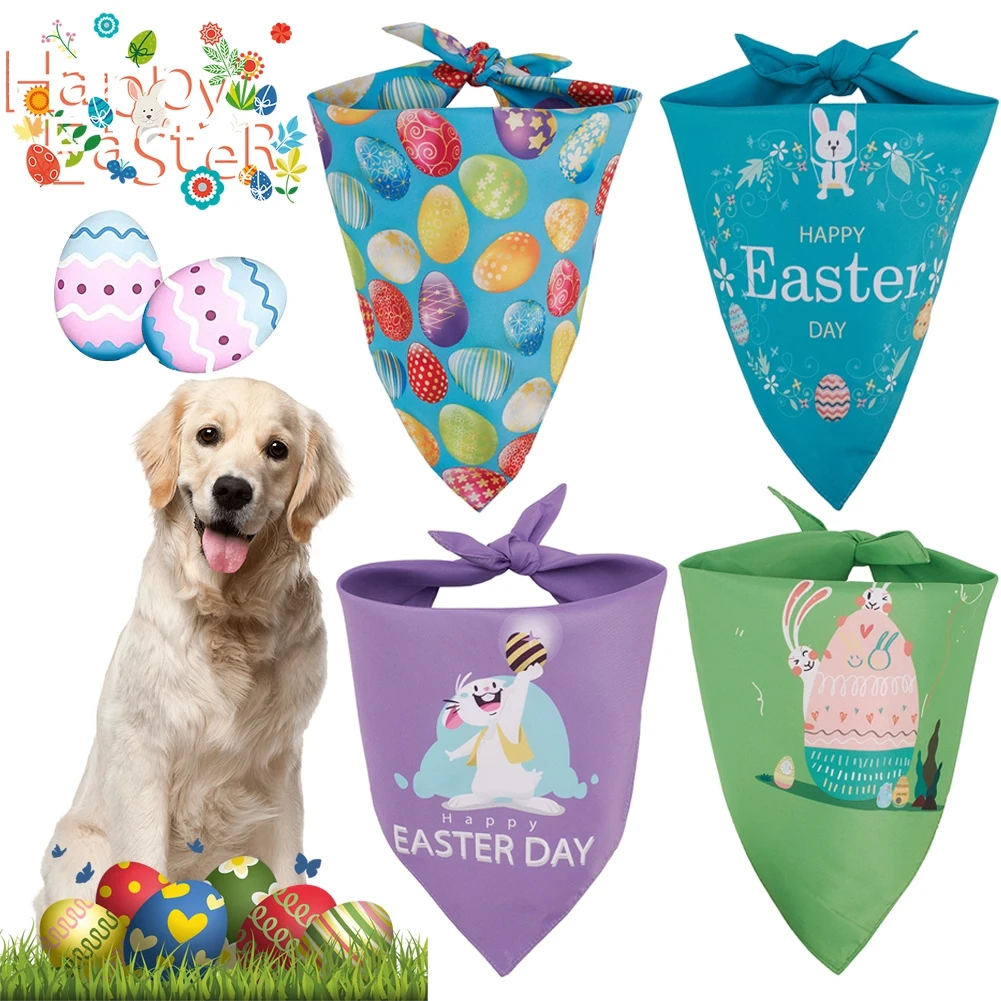 

4 шт., треугольная бандана для собак, двусторонняя бандана, бандана, собачий нагрудник, шарф, аксессуары с животными для пасхи