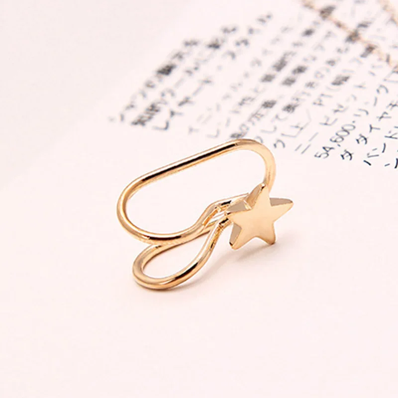 style 3 gold Модные Простые ушные манжеты, не прокалываются, не прокалываются, клипсы для ушей, маленькие звезды, клипсы, серьги для женщин, металлические ювелирные изделия для свадьбы - Окраска металла: style 3 gold