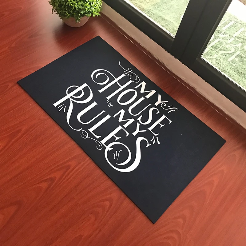 

Custom Mat Welcome Mats for Front Door My House My Rules Doormat for Entrance Door Funny Carpet In The Hallway