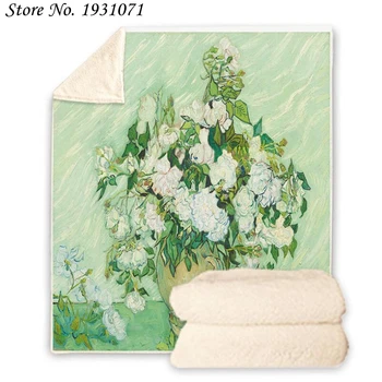 

NEW Van Gogh Oil Painting 3D Printed Fleece Blanket for Beds Thick Quilt Fashion Bedspread Sherpa Throw Blanket Adults Kids 11