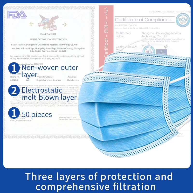 

3 Layer Mask for Adult Boy Girl Anti Dust Mouth-muffle Disposable Face Masks Elastic Ear Loop Disposable Dust Filter Safety Mask