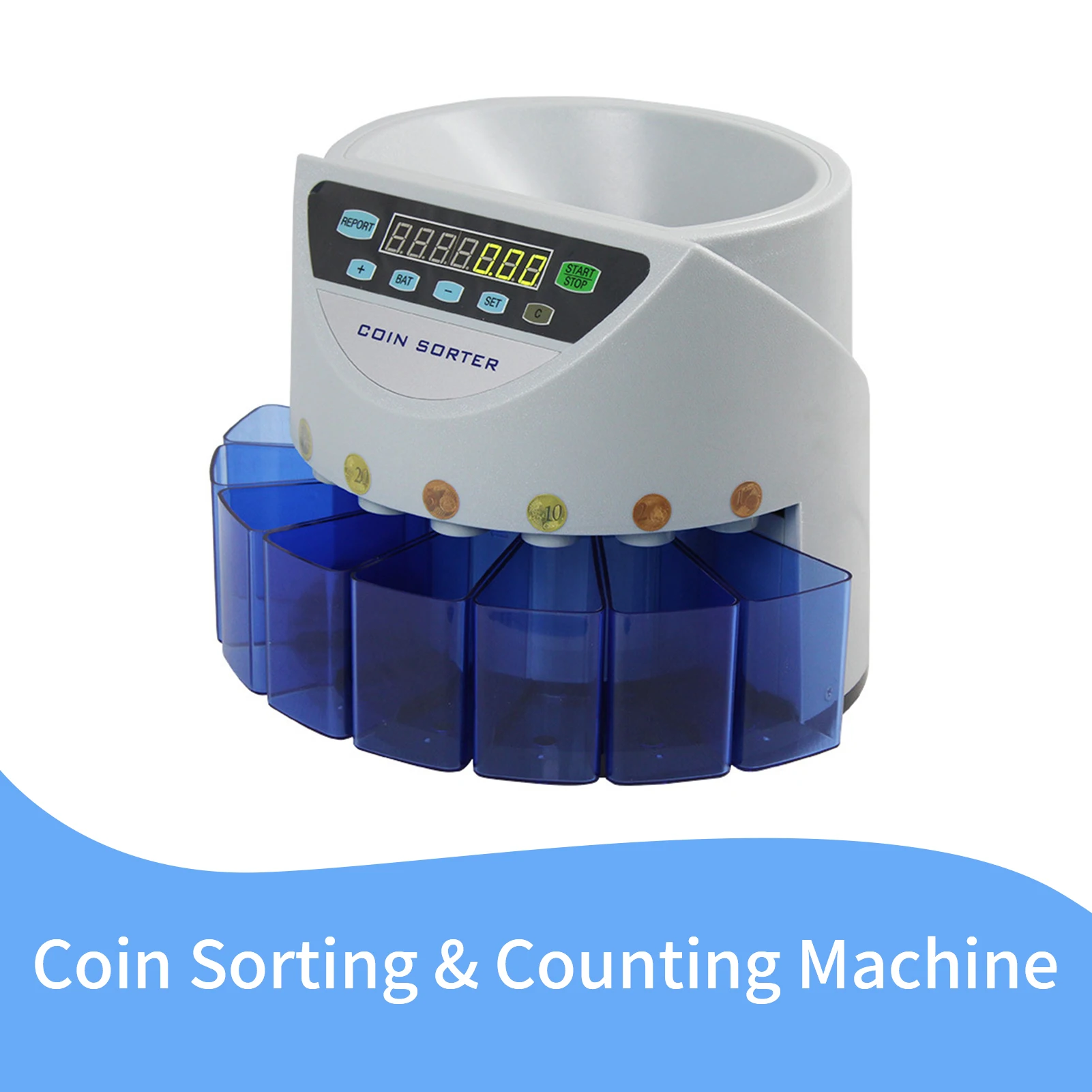 Commercial Automatic Electronic Digital US Coin Sorter Change Counter Fast Sort 