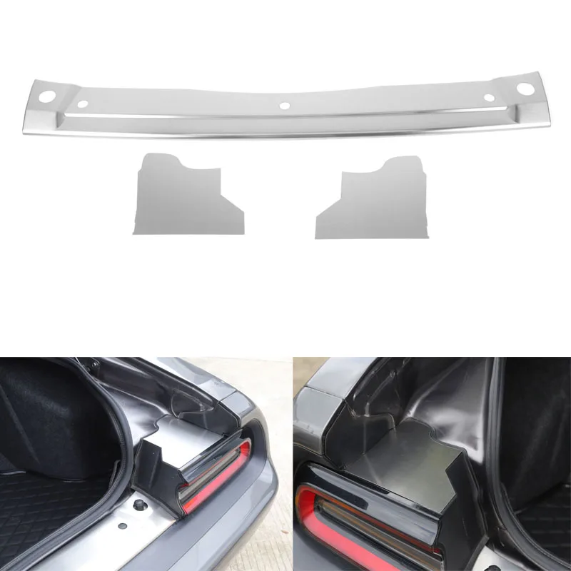 

For Dodge Challenger 2015+ Stainless Steel Car Rear Trunk Guard Plate Strip Cover Trim Car Styling 3Pcs/set