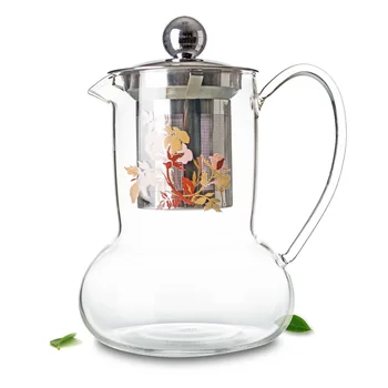 

1x Pot French Style 530ml Heat-Resisting Clear Glass Flower Teapot Coffee Water Tea Pot with Stainless Steel Infuser Lid