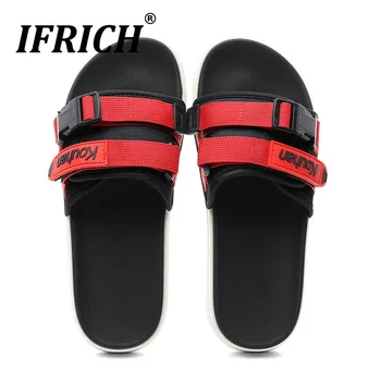 

2020 New Trend Red Men Casual Slippers For Home Fashion Men Indoor Slippers Anti-Slip Water Slippers Mens Soft Sole Slipper Men