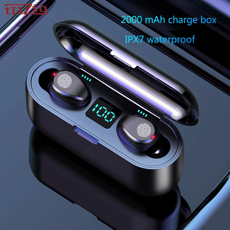 Hifi Wireless Headphone 120 Hours Bluetooth5.0 Earphone Waterproof IPX7 Siri touch control USB Earbuds mic Power Bank for xiaomi |