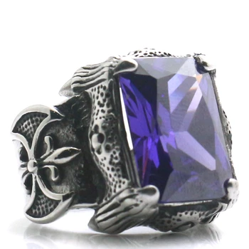 

Unisex 316L Stainless Steel Cool Big Stone Punk Gothic Nordic Viking Classic High Technology Ring