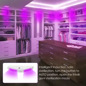 

2pcs USB Cabinet Lights Adjustable UV Disinfection Sterilizer Wardrobe Cupboard Ultraviolet Lamps For Kitchen Bedroom