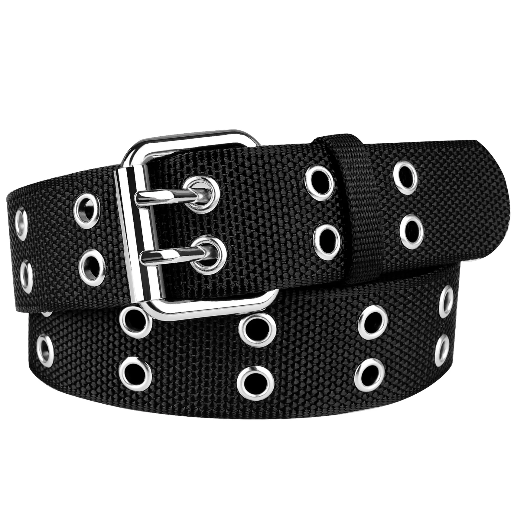 maikun Grommet Leather Belts for Women,Studded Belt Punk Accessories, Cute Belt, Adult Unisex, Size: Fit for Waist Up to 41, White