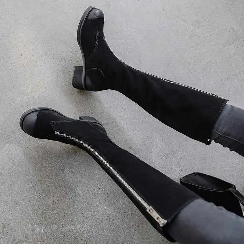 Zapatos de mujer; сапоги до колена; Новая женская зимняя обувь; замшевые мотоботы из коровьей кожи; женская обувь; bottes femme